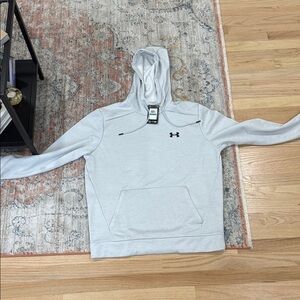 Under Armour Light Gray Pullover Hoodie with Black Logo